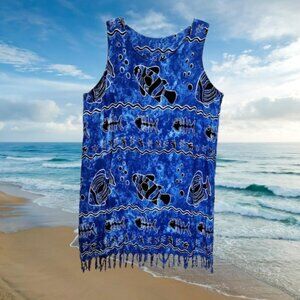 In Gear Fun Fishy Blue/Black Tank Dress - L